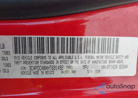 2017 Dodge Journey Se из США, поврежденный, VIN 3C4PDCABXHT691492